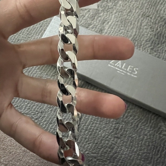 New Zales Men’s 10.1 mm Textures Curb Chain Necklace In Sterling Silver - 24” - Picture 5 of 5